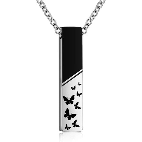 Necklaces & Pendants Cremation Jewelry Urn Necklace For Ashes Bar Butterfly Pendant Stainless Steel Locket