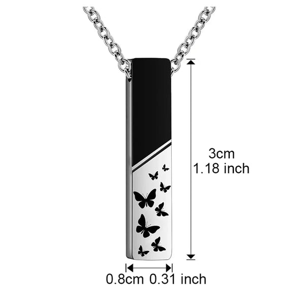 Necklaces & Pendants Cremation Jewelry Urn Necklace For Ashes Bar Butterfly Pendant Stainless Steel Locket