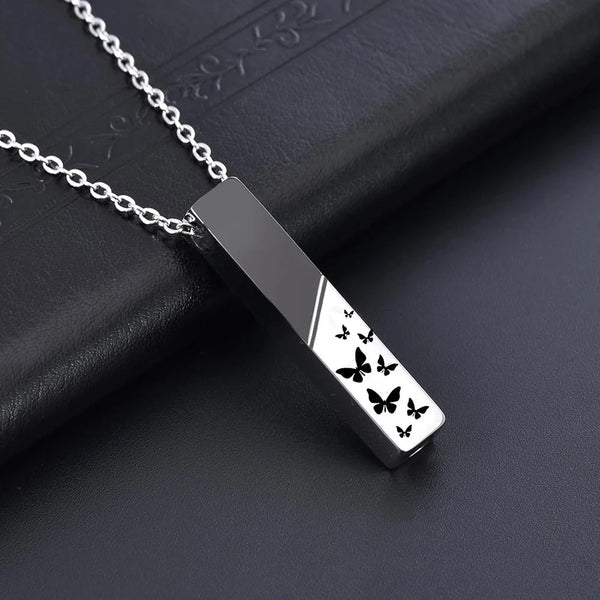 Necklaces & Pendants Cremation Jewelry Urn Necklace For Ashes Bar Butterfly Pendant Stainless Steel Locket