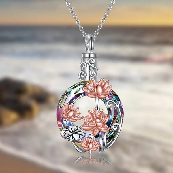 Necklaces & Pendants Crystal Flowers Cremation Ash Urn Necklace Lotus Pendant For Men Women