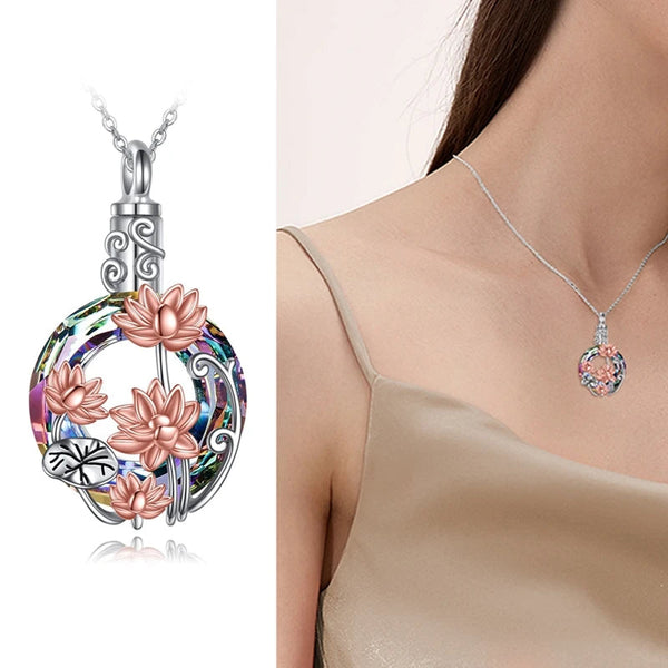 Necklaces & Pendants Crystal Flowers Cremation Ash Urn Necklace Lotus Pendant For Men Women