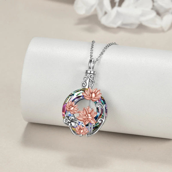 Necklaces & Pendants Crystal Flowers Cremation Ash Urn Necklace Lotus Pendant For Men Women