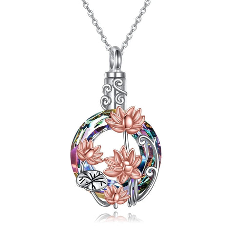 Necklaces & Pendants Crystal Flowers Cremation Ash Urn Necklace Lotus Pendant For Men Women