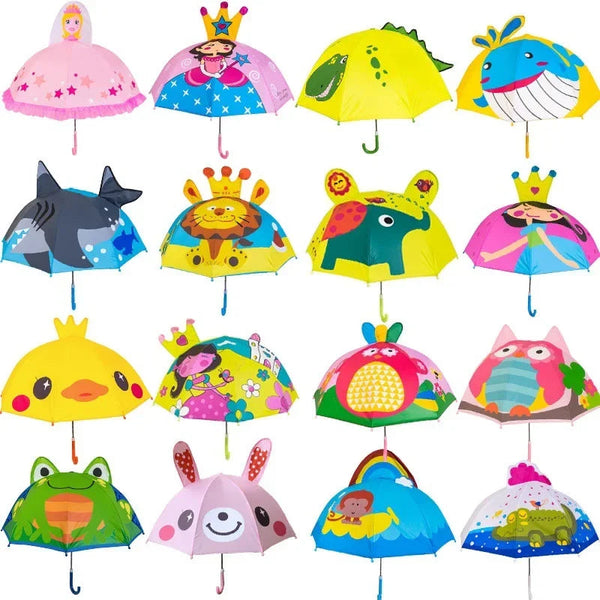 Umbrellas Cute Cartoon Children Umbrella Long Handled 3D Ear Modeling For Boys And Girls