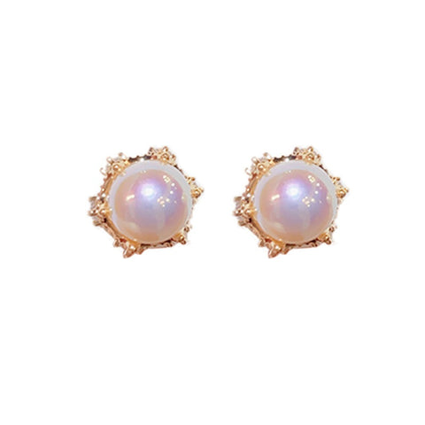 Earrings Small And Exquisite Retro Macbeth Pearl Zircon Made From Copper