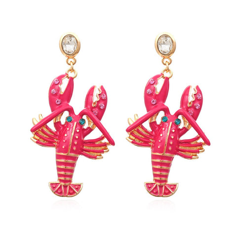 Earrings European And American Creative Alloy Oil Drop Diamond Lobster Shaped