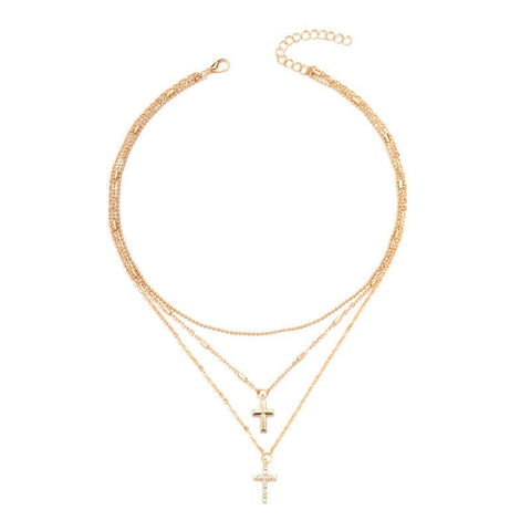 Necklaces & Pendants Full Diamond Cross Pendant Chain Necklace With Multiple Layered Accessories