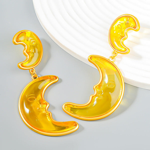 Earrings Alloy Resin Moon For Women