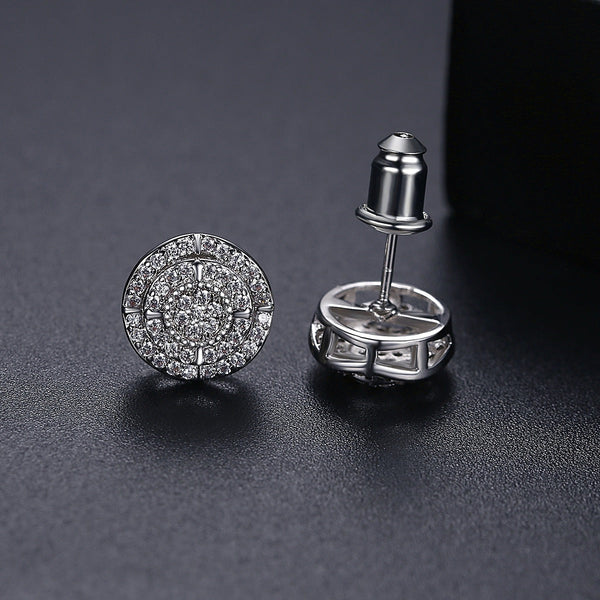 Earrings European And American Copper Inlaid Zircon For Men Women