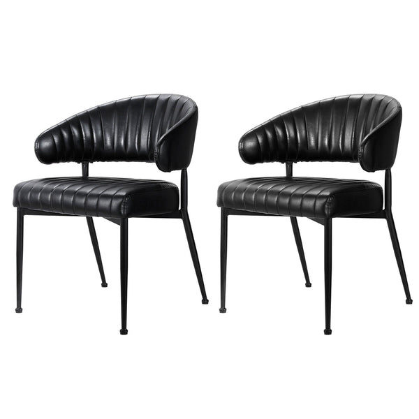 Dining Chairs Artiss Set Of 2 Leather Hollow Armchair Black