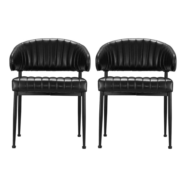 Dining Chairs Artiss Set Of 2 Leather Hollow Armchair Black