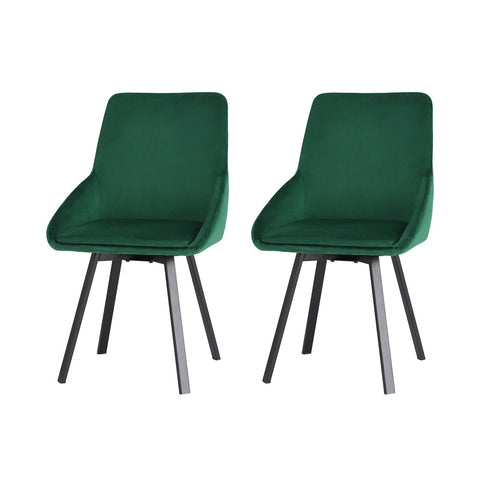 Dining Chairs Artiss Set Of 2 Velvet Swivel Base Green