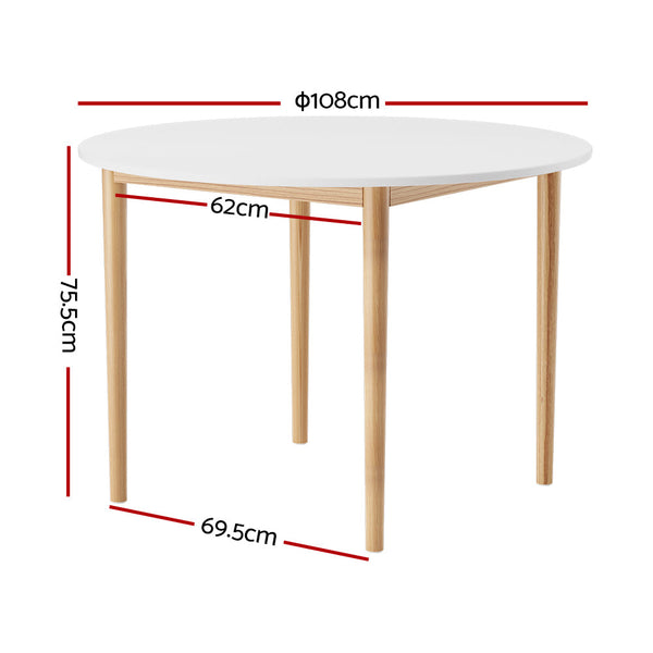 Dining Tables Artiss Dining Table Round White 108Cm Diameter Demi