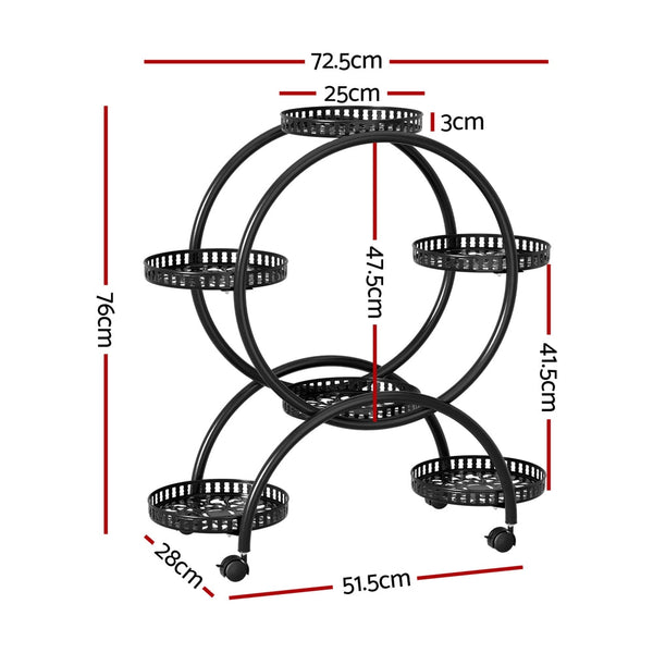 Plant Stands Artiss Plant Stand 6 Tier Metal Flower Pot Rack Wheels