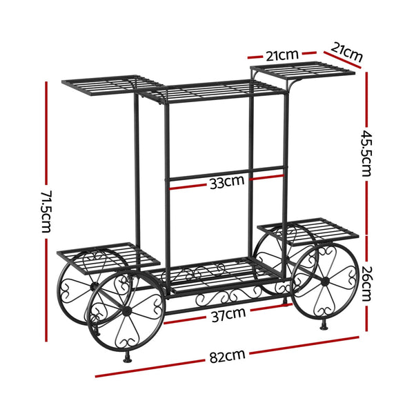 Plant Stands Artiss Plant Stand 6 Tier Iron 4 Wheeler