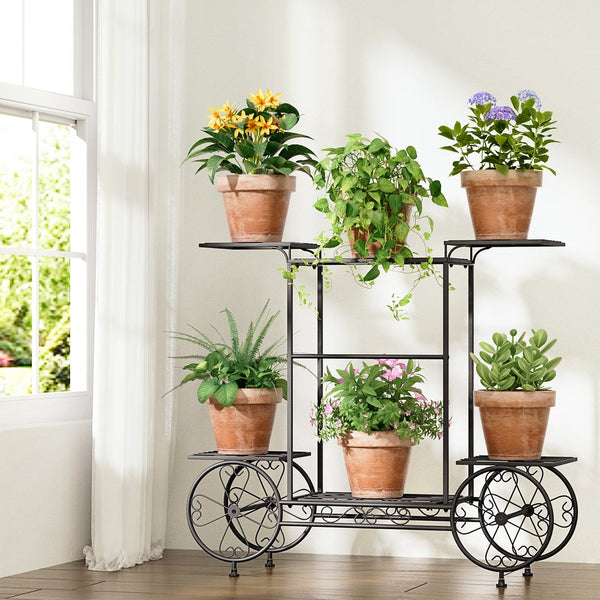 Plant Stands Artiss Plant Stand 6 Tier Iron 4 Wheeler