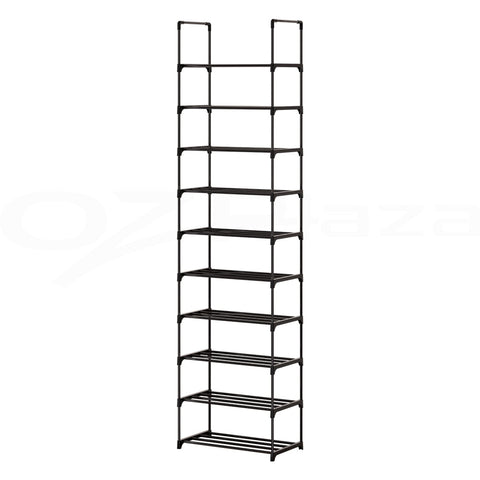 Shoe Racks Artiss Shoe Rack Storage Shelf 10 Tier 20 Pairs Diy Stackable Black Metal