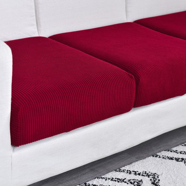 Slipcovers Sofa Cover Wine Red Polyester Thick Stretchable Cushion For Living Room