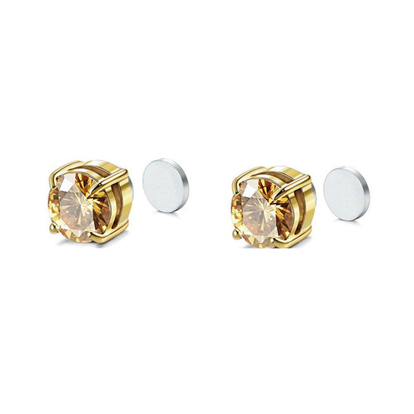 Earrings Magnetic Ear Clip For Men And Women Zircon Four Claw Single