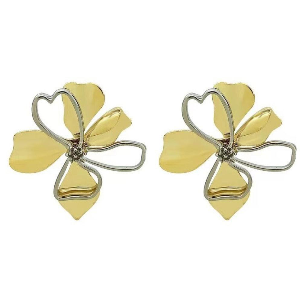 Earrings Metal Cold Wind Flower For Women Personalised Alloy Accessory