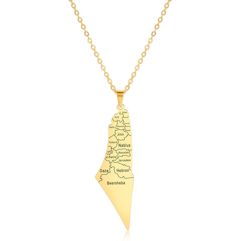 Necklaces & Pendants Laser Marking Israel Map Pendant 304 Stainless Steel Necklace