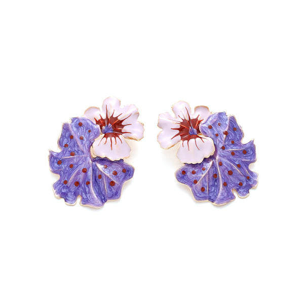 Earrings Light Luxury Storm Drops Oil Leaves Flowers Exaggerate Enamel