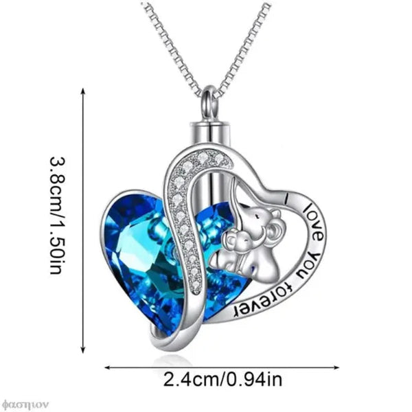 Necklaces & Pendants Elephant Double Heart Blue Crystal Pendant Ash Holder Memorial Necklace