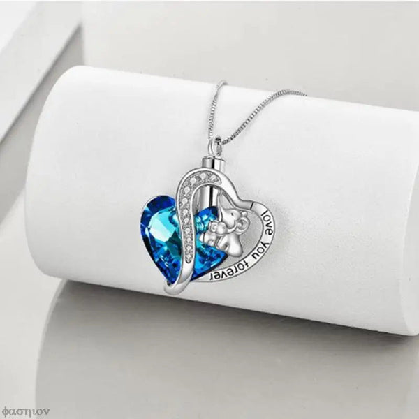 Necklaces & Pendants Elephant Double Heart Blue Crystal Pendant Ash Holder Memorial Necklace