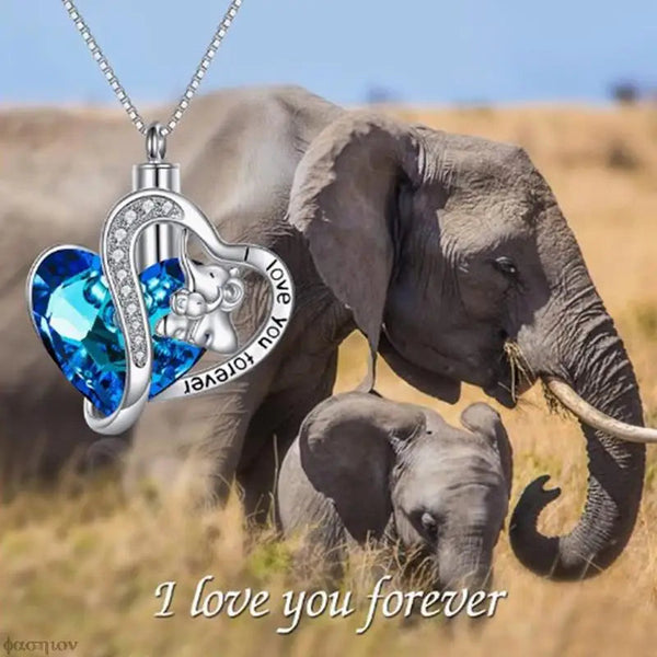 Necklaces & Pendants Elephant Double Heart Blue Crystal Pendant Ash Holder Memorial Necklace