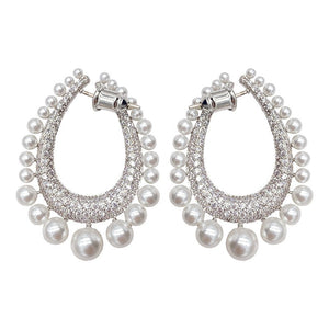 Earrings Pearl Water Drop With Diamond Inlay For Fashion Jewellery Collection