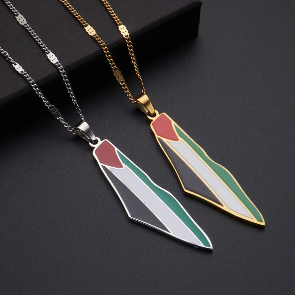 Necklaces & Pendants Titanium Steel Stainless Drip Glue Middle East Israel Palestine Map Pendant Necklace