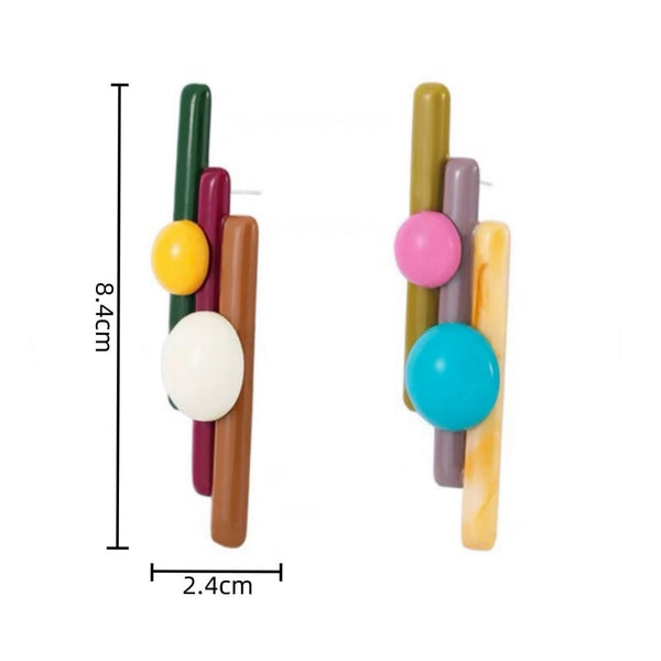 Earrings Pan Flute Contrast Colour Women Fashion Jewellery Dangle