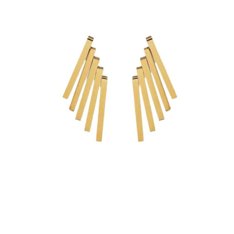 Earrings Exaggerated Metal Retro Style High End Titanium Steel Gold Colour