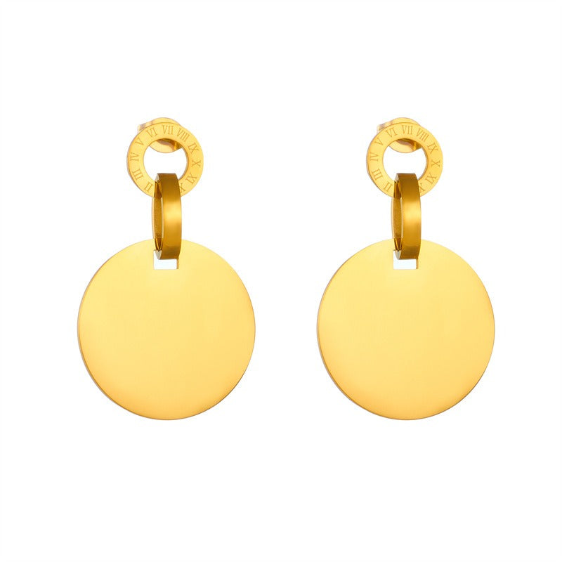 Earrings Geometric Circular Gold Plated Titanium Steel Women's For Everyday Wear