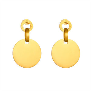 Earrings Geometric Circular Gold Plated Titanium Steel Women's For Everyday Wear