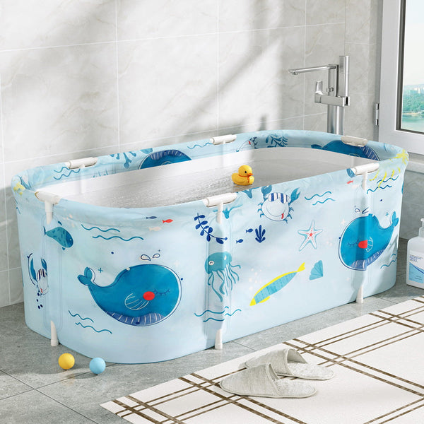 Baths Weisshorn Foldable Bathtub Pvc Spa Bucket Inflatable Cushion 132X65cm Blue