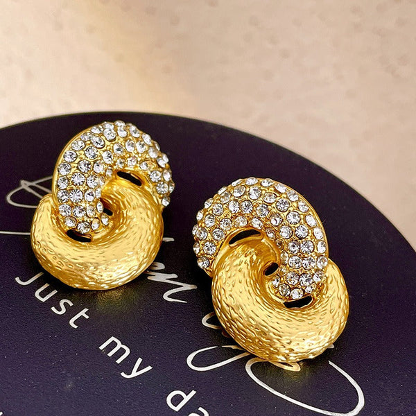 Earrings Sparkling Diamond Gold Entangled Knot Jewelry New Fashion Accessories