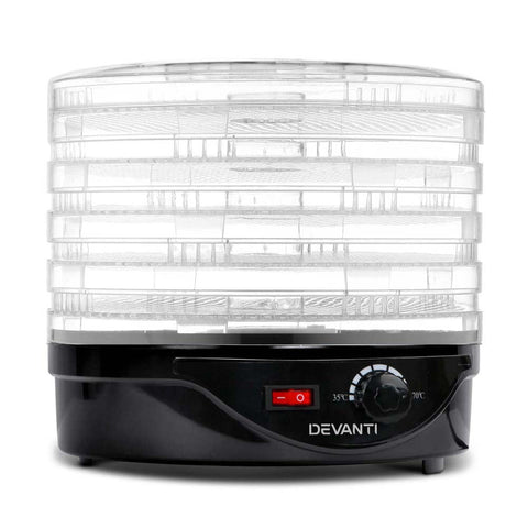 Dehydrators Devanti 5 Trays Food Dehydrator Fruit Pet Beef Jerky Dryer Black