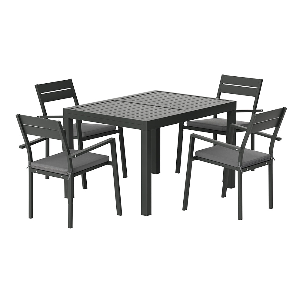 Outdoor Dining Sets Gardeon Outdoor Dining Set 5 Piece Aluminum Extendable Table Setting Black