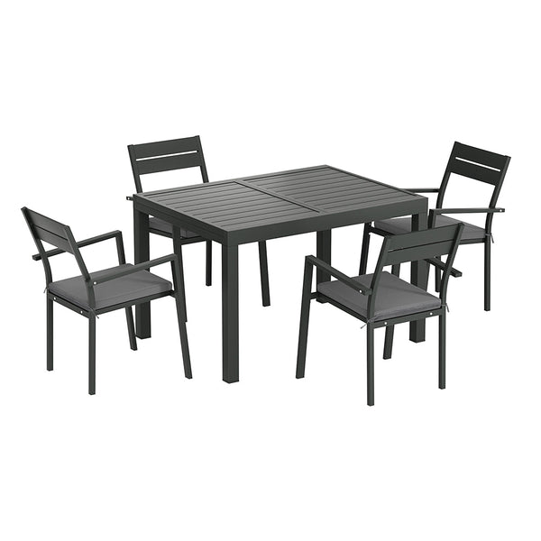 Outdoor Dining Sets Gardeon Outdoor Dining Set 5 Piece Aluminum Extendable Table Setting Black