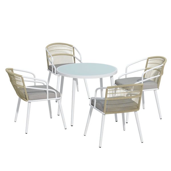 Outdoor Dining Sets Gardeon Outdoor Dining Set 5 Piece Aluminum Table Chairs Setting White