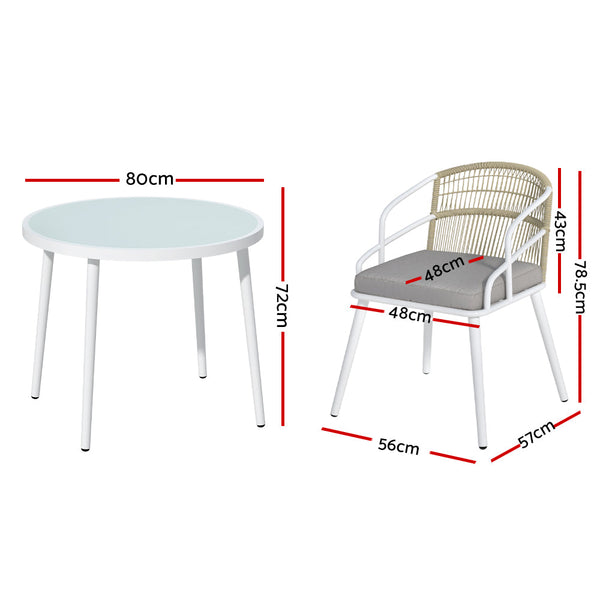 Outdoor Dining Sets Gardeon Outdoor Dining Set 5 Piece Aluminum Table Chairs Setting White