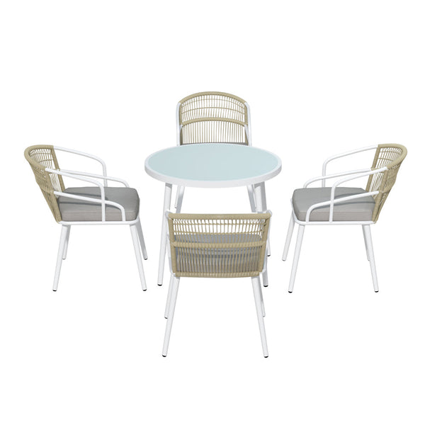 Outdoor Dining Sets Gardeon Outdoor Dining Set 5 Piece Aluminum Table Chairs Setting White