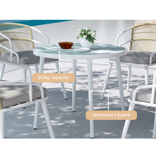 Outdoor Dining Sets Gardeon Outdoor Dining Set 5 Piece Aluminum Table Chairs Setting White