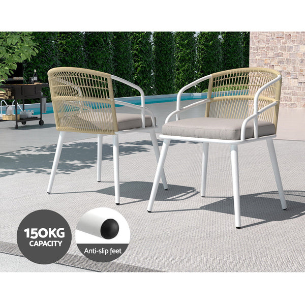 Outdoor Dining Sets Gardeon Outdoor Dining Set 5 Piece Aluminum Table Chairs Setting White