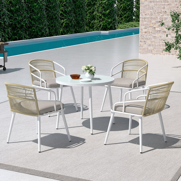 Outdoor Dining Sets Gardeon Outdoor Dining Set 5 Piece Aluminum Table Chairs Setting White