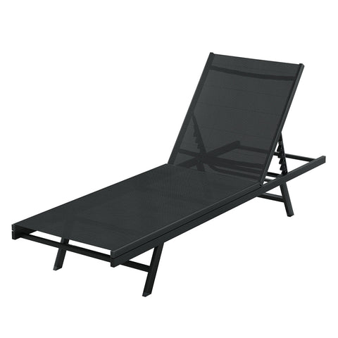 Loungers Gardeon Sun Lounge Outdoor Lounger Steel Beach Chair Patio Furniture Black