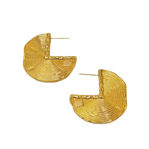 Earrings Ripple Texture Pleated Water Drop Zircon Tassel Gold Plated Jewelry