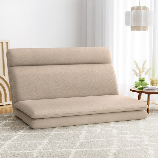 Sofa Beds Artiss Floor Lounge Sofa Bed 2 Seater Linen Beige