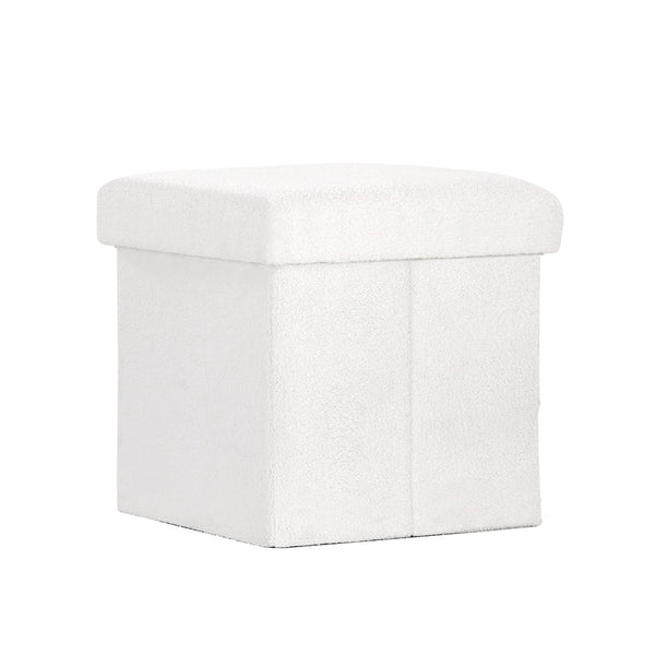 Ottomans, Footstools & Poufs Artiss Ottoman Storage Foot Stool Square Teddy Fabric White